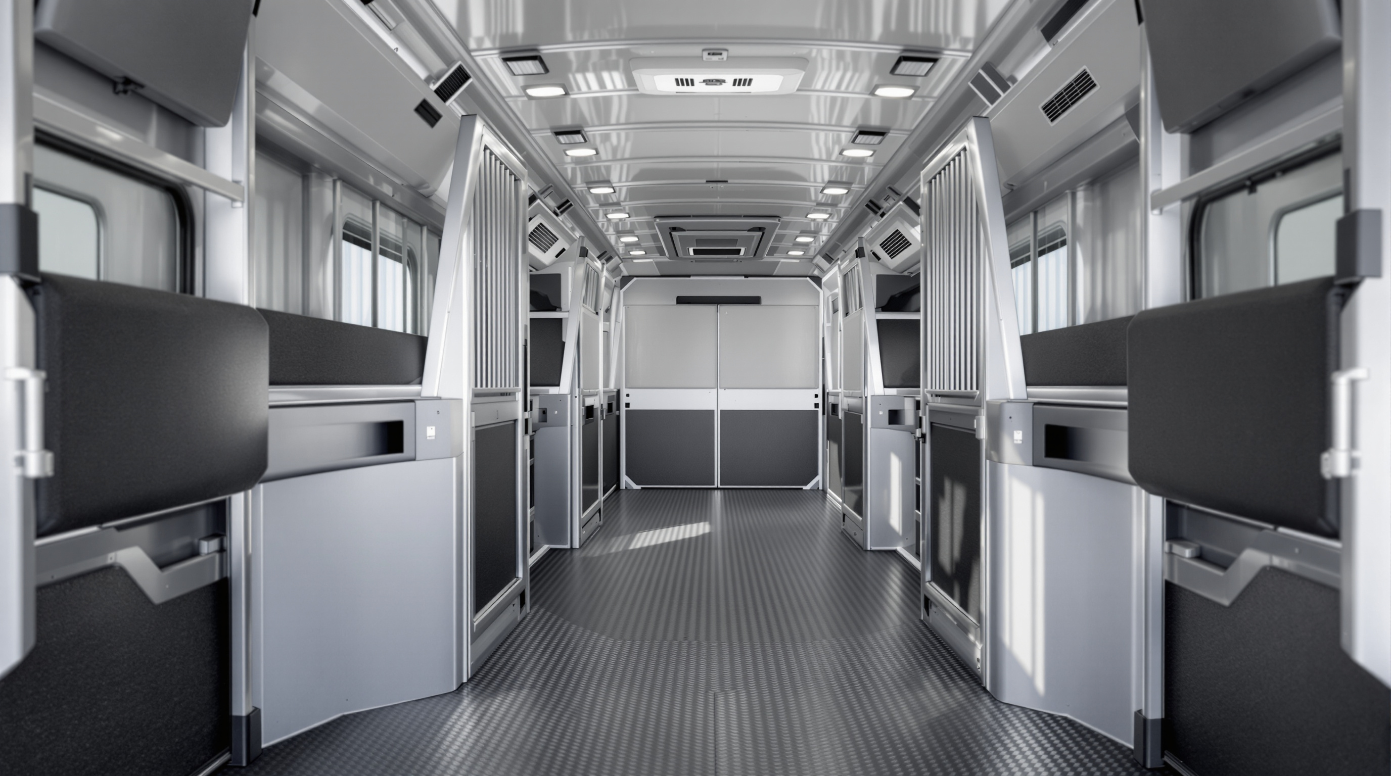 Interior acolchado de un camión de transporte de caballos